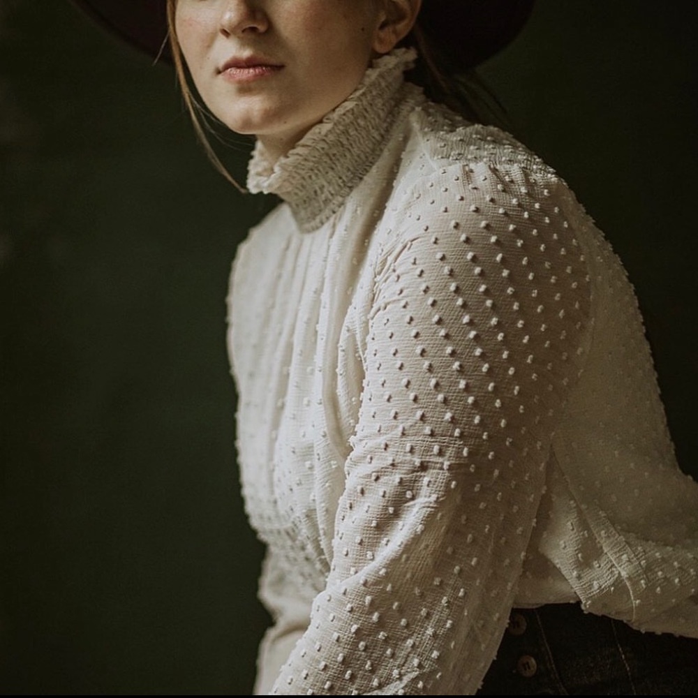 Sheer Swiss Dot Cream Top